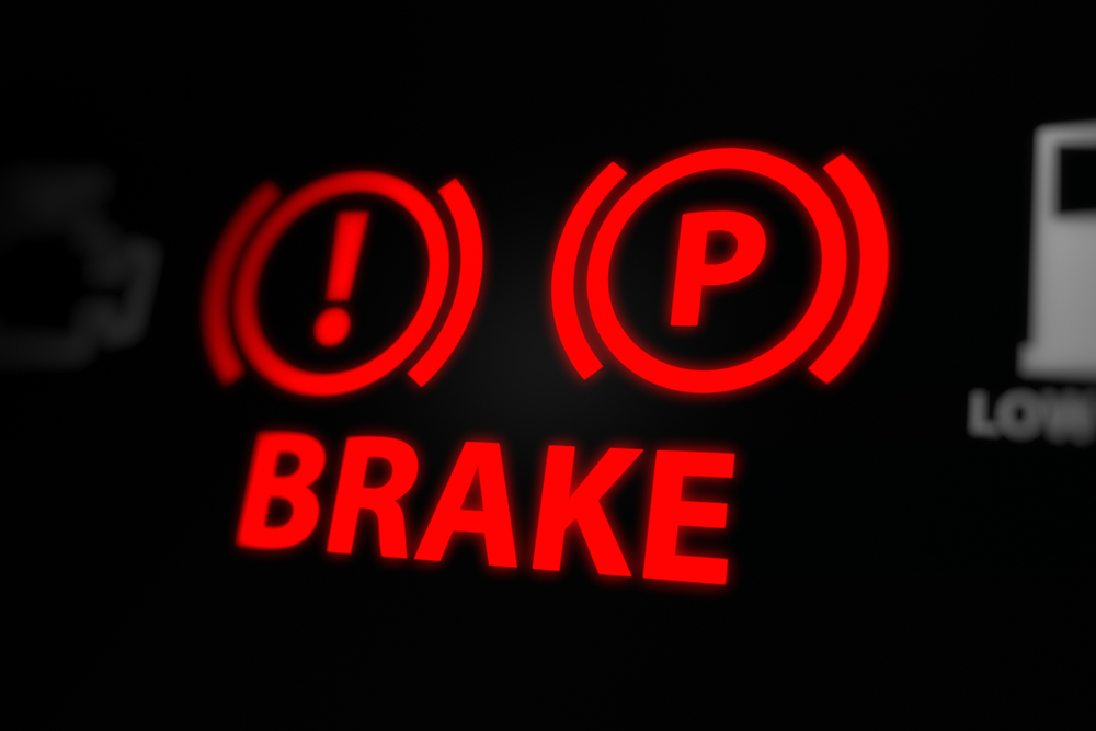 Brake,Warning,Light,On,Car,Dashboard.,3d,Illustration